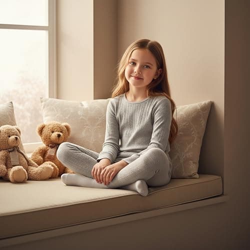 Heatwave Thermalwear Girls Thermal Base Layer Set Long Sleeve Top & Bottom Kids Winter Outdoor Wear, Marl Grey 12-13 Years — view 5