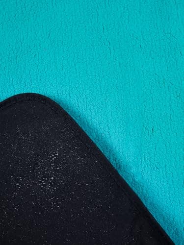Two Bare Feet Sherpa Lined Waterproof Beach Travel Blanket – Warm, Cozy, Windproof Outdoor Blanket for Camping, Picnics, Hiking & Beach Days – Portable & Lightweight (Black/Teal, 145cm x 80cm) — view 5