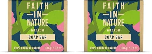 Faith In Nature Natural Wild Rose Hand Soap Bar, Restoring, Vegan & Cruelty Free, No SLS or Parabens, 100g (Pack of 2)