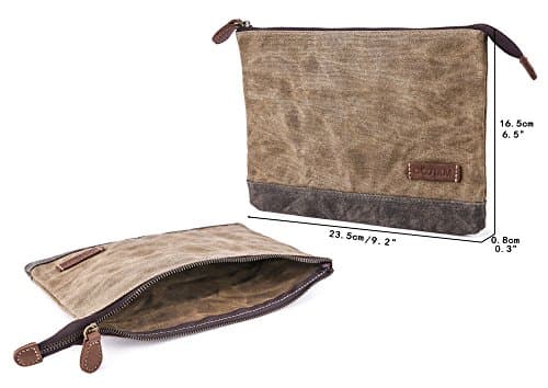 Gootium Waxed Canvas Zip Pouch Set - Zippered Makeup Bag Office Supply Folio Pencil Bag Multipurpose Organizer Accessories Holder (2 Pack) — view 2
