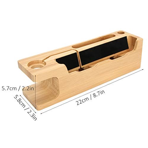 SUPYINI Bamboo charging stand holder for Watch and phone, portable desk — view 5
