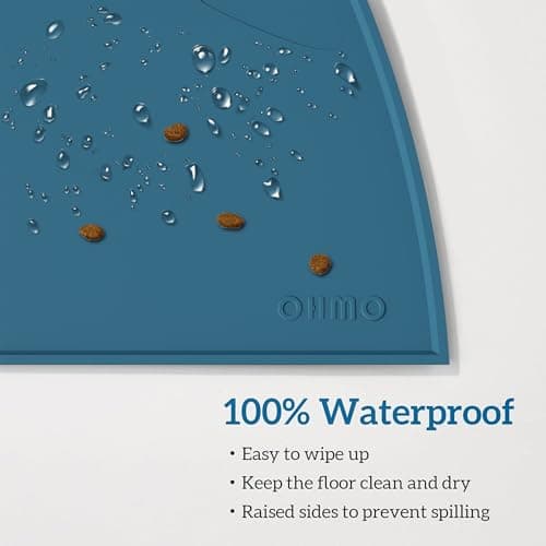 OHMO Silicone Cat Food Mat for Food&Water Bowls, 46x25cm, Teal — view 4
