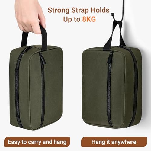 Elviros Lightweight Hanging Travel Toiletry Bag for Women Men, Army Green — view 3