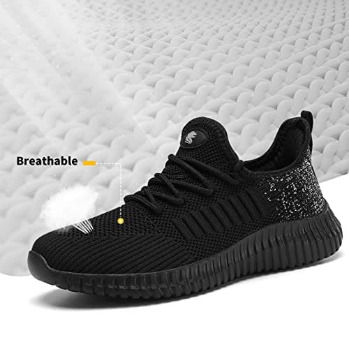 SK·TRIP Women's Walking Shoes Lightweight Breathable Flying Woven Mesh Upper Casual Jogging Shoes Ladies Tennis Shoes Workout Footwear Gym Sneakers for Women, Black Mix, 8 UK — view 3