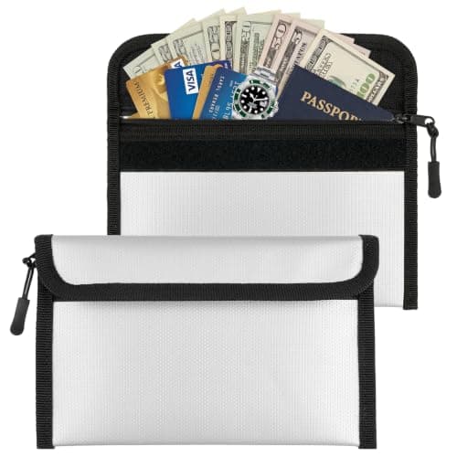 2 Pack Fireproof Bag Fireproof Document Bag Fire Proof Money Bag for Cash
