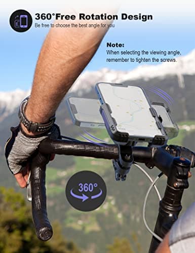 Grefay Bicycle Phone Holder 1S Quick Installation Drop-proof Motorcycle Phone Holder, 360° Rotating Phone Mount for 4.7‘’-7"' Mobile Phone, Suitable for Mountain Bike, Scooter, Electric Bike (Purple1) — view 6