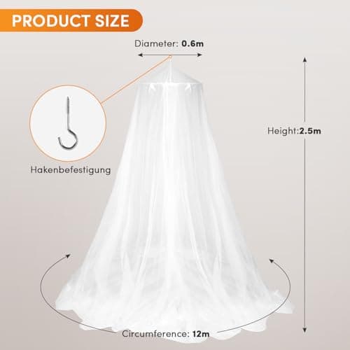 Twinkle Star Mosquito Net for Bed, Pop-Up Conical Canopy Net with Adhesive Hooks, Screw Hook and Travel Bag for Single Double Beds Indoor Outdoor Camping — view 3