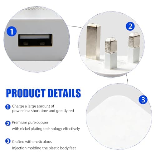 3 Pin Plug UK 4 Pack USB Charging Adapter, 5V 1A USB Wall Plug with Smart IC, Fast Safe Charger Compatible with i Phone 12 11 XR X 8 7, i Pad, Sam sung Galaxy, Hua wei, Moto rola, LG, One Plus — view 3
