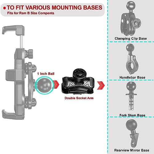 iMESTOU Anti-Theft Double Socket Arm Fits for RAM Size B - Phone Mounts or Other Accessories — view 3