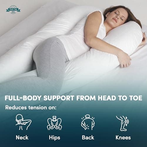 Posh Tag U Shaped Pillow – Full Body Support Body Pillow for Pregnancy | Soft Hypoallergenic Hollowfiber Maternity Pillow for Sleeping, Back, Hips, Knees & Neck Support (White, 9 Feet) — view 4
