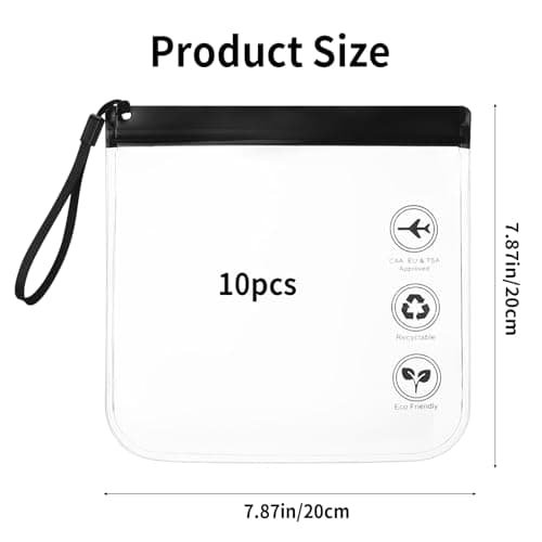 10 Pcs TSA Approved Clear Airport Liquid Bags, Travel Toiletry Pouches — view 2