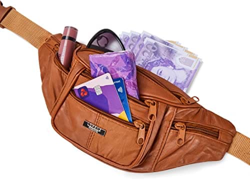 Woodland Leathers Genuine Leather Bum Bag Belt Bag for Women and Men, Tan — view 2