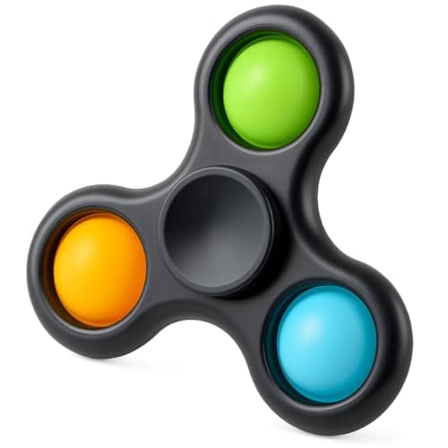 Ranzah Hand Fidget Spinner Toy Finger Bubble Pop Sensory ADHD Anxiety Stress Relief Gift Party Travel Toy For kids Teens Adults (Black)