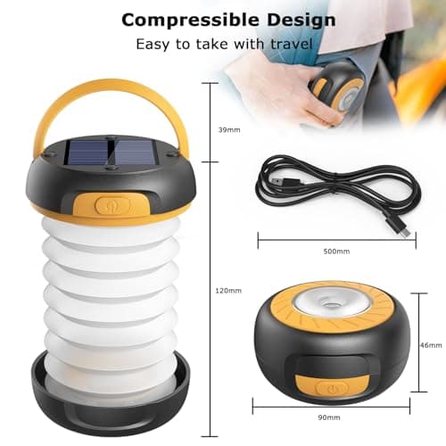 GlobaLink Rechargeable Camping Lantern, Solar Powered Camping Light，Yellow — view 2