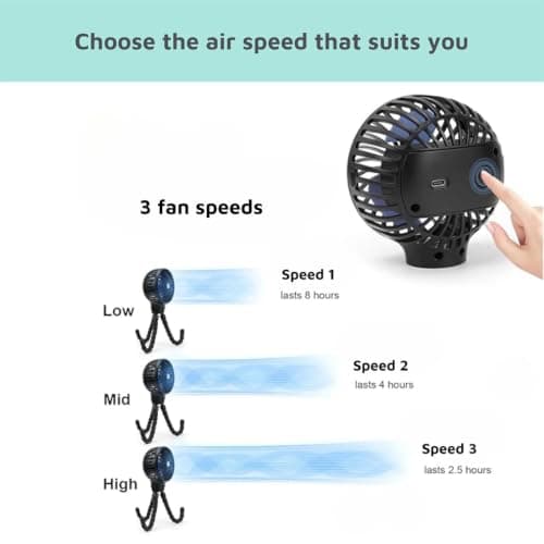 Rechargeable Octopus Pram & Stroller Fan - Keep Baby Cool on the Go，Pink — view 5