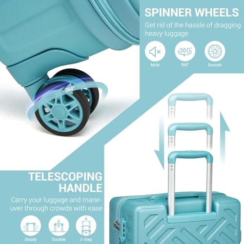Supercase 23kg Large Suitcase with 4 Wheels ABS+PC Hard Shell Trolley Case Lightweight Check in Hold Luggage with TSA Lock — view 3