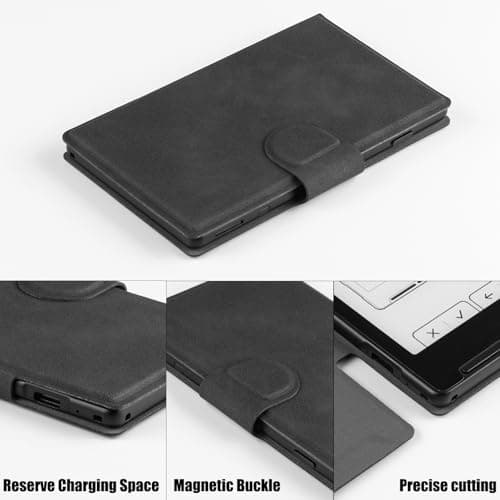 BOZHUORUI Magnetic Case for Xteink X4,PU Leather Slim Cover, Rock Black — view 4