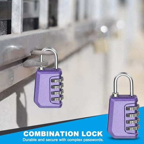 sourcing map Combination Lock, 4 Digit Padlock Combination Outdoor Waterproof Locker Lock for Gym Luggage Home Sports Hasp Storage, Pearl Purple Pack of 2 — view 4