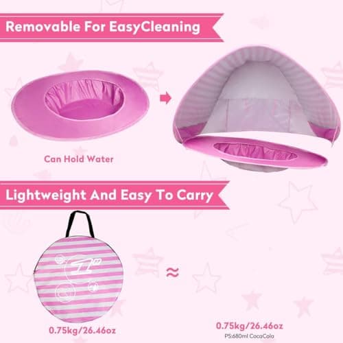 Pop Up Baby Beach Tent,Automatic Baby Sun Shade Shelter Tent with Baby Pool Portable Lightweight UV Protection Beach Tent for Baby Family Picnic Garden (Pink) — view 5