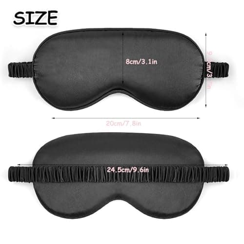 Sleep Mask Silk Eye Mask for Sleeping, Blackout Anti-Allergy Silk Eye Mask with Elastic Strap for Night,Travel,Nap,Meditation (Black) — view 5