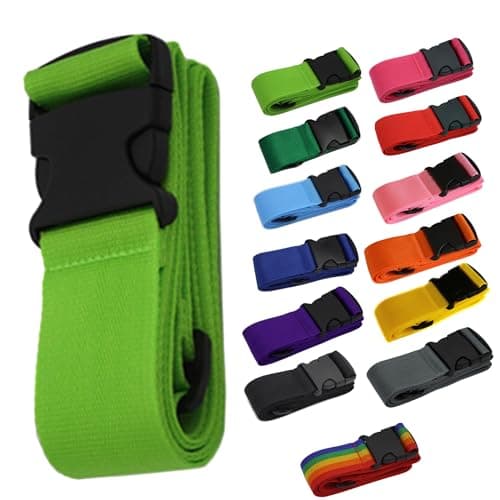 Luggage Baggage Strap Strong Extra Safety Adjustable Travel Tie Belt 13 Colours (Colour 7 Green)