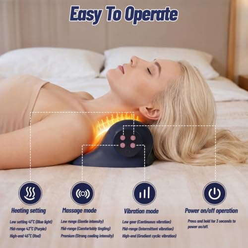 Neck Massager with Heat, Neck and Shoulder Massager, Wireless U-Shaped Ergonomic Massage Pillow Design, 3 Heat Settings (41-45°C), 3 Vibration Modes for Neck & Shoulder Relief, Purple — view 3