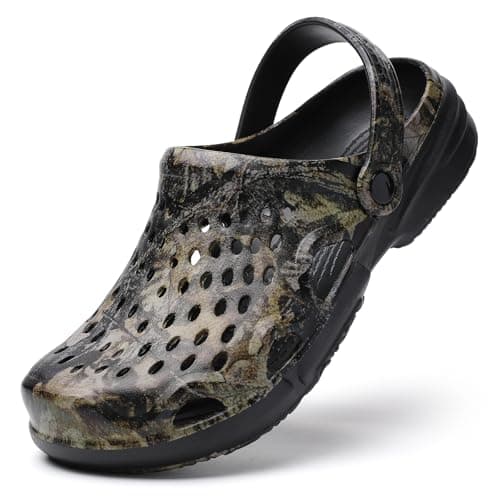 Men's EVA Clogs - Outdoor Mules with Adjustable Heel Strap, Non-Slip Summer Sandals, Breathable Garden & Pool Shoes for Travel, Hiking, and Casual Wear Camouflage 7