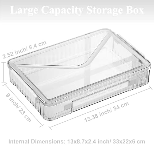 SAYEEC Plastic Storage Box Clear Stackable Storage Bins with Lids and Handle Large Capacity Storage Containers File Protector Case Organizer Portable Project Case for A4 Paper Photo Document Scrapbook — view 2