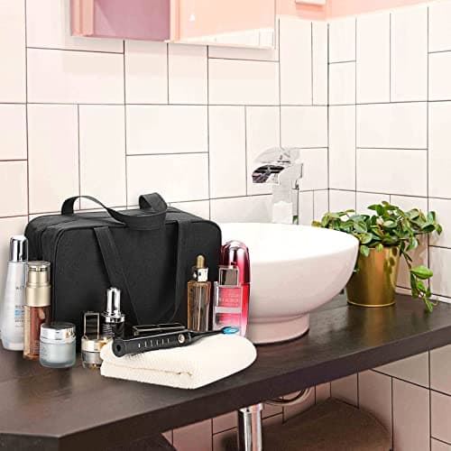 IGNPION Men Large Travel Toiletry Bag Women Waterproof Full Size Wash Bag Dopp Kit Shaving Organizer Bag Make UP Cosmetic Bag Swimming Gym Bag for Toiletries Accessories (Black) — view 5