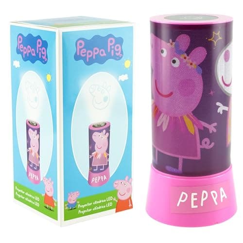 SRV Hub Peppa Pig LED Projector Night Light for Kids – 19cm Cylinder Table Lamp – Battery Operated Rotating Desk Light for Bedroom Nursery Gift for Baby Toddler Girls Boys Ages 3+ — view 6