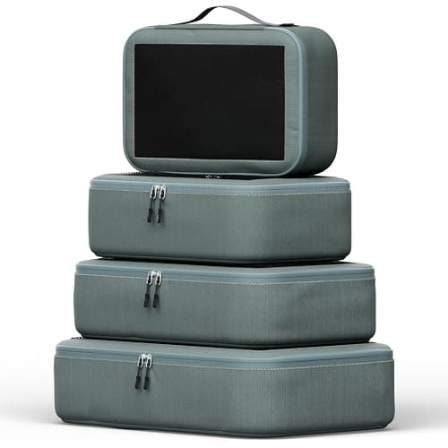 Serentify Extra Deep Packing Cubes for Suitcases - 4PCS Suitcase Organiser Bags Set (XL, L, M & S) - Durable Nylon Ripstop Fabric - Holiday Travel Essentials - Packing Bags for Backpack (Grey)