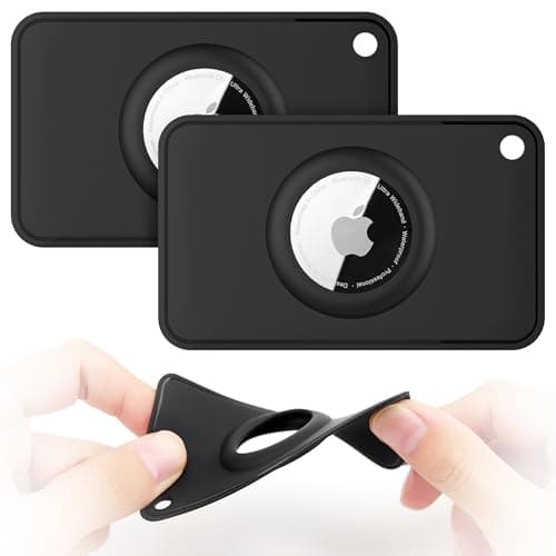Airtag Wallet Holder 2 Pack - Ultra Thin & Flexible Air tag Card Case for Passport, Handbag,Backpack Wallet, Clutch, Pocket (Black, Airtag Not Included)