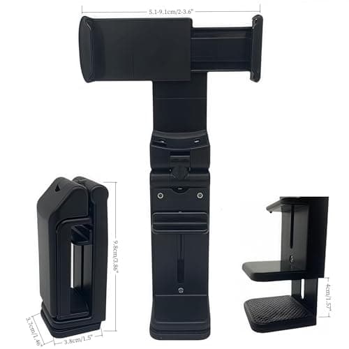 igadgitz Xtra U7309 Universal In Flight Phone Holder, Phone Width 5.1-9.1cm (2"-3.6"), Pocket-Size, Multi Tilt, Table Clip Mount for Travel or Home Use - Black - 2 Pieces — view 4