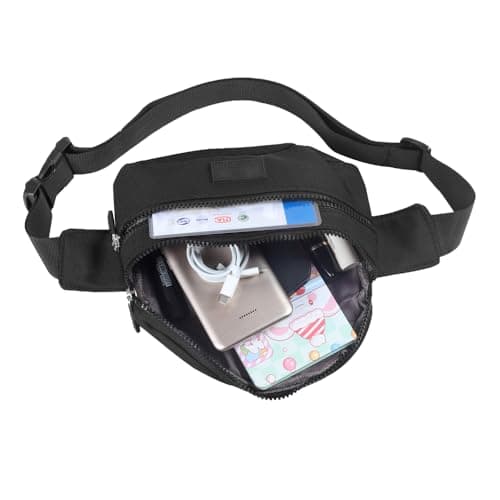 Bumbags Waist Fanny Pack Ladies Fashion Bum Bag with Adjustable Belt for Sport Hiking Girls Women Men (Black) — view 2
