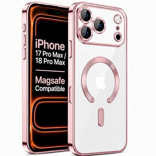For iPhone 18/17 Pro Max Case Clear Compatible with MagSafe Rose Gold
