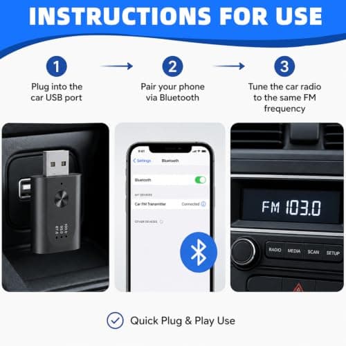 1 PCS Wireless Car Bluetooth Transmitter 5.3 FM, Wireless Aux USB Bluetooth Adapter for Car, Hands-Free Call with Noise Cancelling, 10m Stable Connection Plug, Play for Cars Stereo — view 4