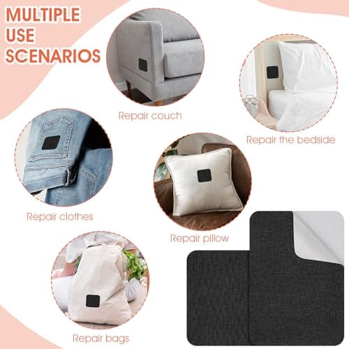 2 Pcs Canvas Self-Adhesive Fabric Repair Patch 28x20cm - Waterproof for Upholstery, Sofas, Tents, Furniture, Tote Bags, Car Seats, Cloth (Black) — view 5