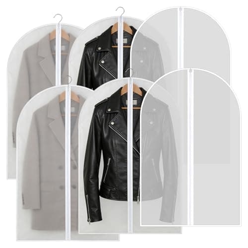 6 Pcs Long Garment Bags 60x100cm Waterproof Zip Clothes Covers