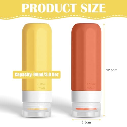 OSDUE Silicone Travel Bottle, 4 Pack 90ml Squeezy Travel Bottles Leak Proof Refillable Squeezable Containers Pots for Lotion Liquid Shampoos Soap and Toiletries — view 2