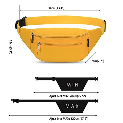 Bumbags Waist Fanny Packs for Men Women Fashion Bum Bag with Adjustable Belt for Sport Running Hiking Jogging Travel Cycling Walking Dog Boys Ladies (Yellow) — view 4