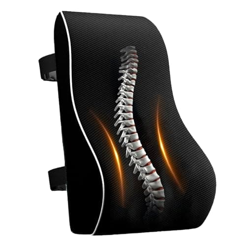 wiksite Lumbar Support Cushion - Back Support Cushion for Office Chairs/Car Seat Memory Foam Large Pillow Mesh Back Rest for Recliner with Adjustable Straps