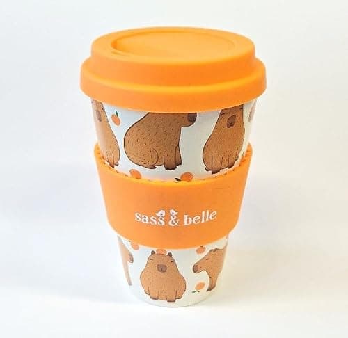 Sass & Belle Capybara Travel Coffee Cup - Reusable Cup with Lid, Eco-Friendly Coffee Mug, Lightweight for Hot Drinks – Travel Mug for Work or Home – Fun Gift by Sass and Belle — view 3