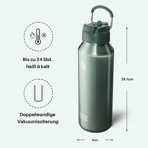 bottlebottle Insulated Water Bottle with Straw 1180ml(40oz) Sports Stainless Steel Water Bottles with Handle Lid Outdoors Drink Flask for Pills (Aurora Teal) — view 5