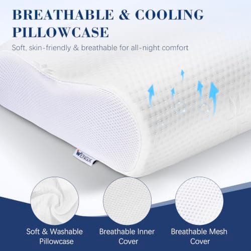 WENGX Neck Luxury Memory Foam Pillow,Ergonomic Bed Head Pillow for Sleeping Neck and Shoulder Pain Relief,Orthopedic Cervical Pillow for Side,Stomach and Back Sleepers (Upgraded) — view 5