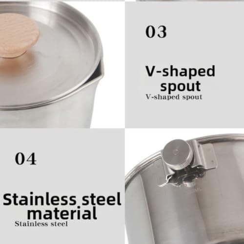 Portable Camping Pot 304 Stainless Steel Folding Design with Rotatable Handle for Mountaineering Travel Essentials Silver 13cm — view 3