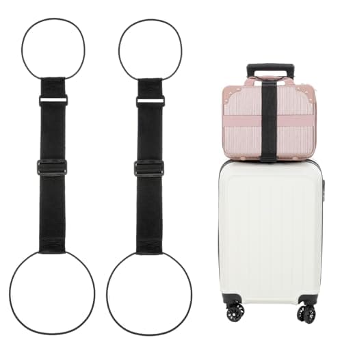 2 Pack Luggage Straps, Nylon Elastic Wrap Belts, Adjustable Travel Bungees for Suitcase Handle, Backpack, Purse Attachment