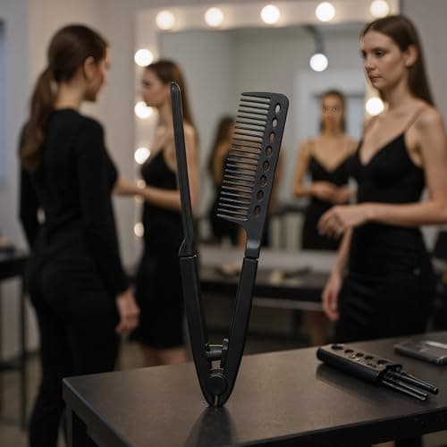 Heat-resistant V Hair Styling Comb, 2 Pieces V Shaped Hair Straightening Comb For Flat Iron, Hairdressing Grooming Combs, Professional Brush Supplies For Home Travel Dating Holiday Road Trip — view 6