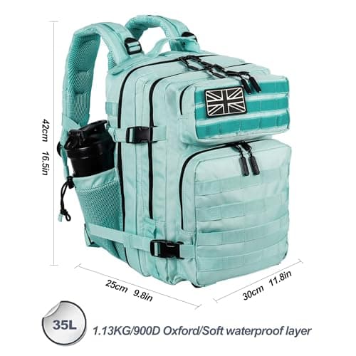 LHI Tactical Military Backpack for Men and Women 35L Army Assault Pack Bag Small Rucksack with Bottle Holder - Mint green — view 3