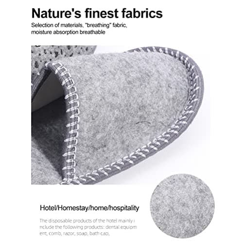 6 Pairs Disposable Fleece Felt Slippers, Portable Washable Non-Slip Slippers for Family Spa Guests Hotel Travel Beige XS Large for Women/Men — view 6
