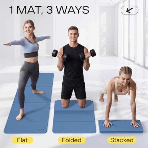 ZOEY 7‑Fold Foldable Yoga & Exercise Mat, Extra‑Wide 189x80cm XL Lightweight Non‑Slip TPE Workout Mat for Yoga Pilates, Portable for Travel Camping Home Gym Floor, Captain's Blue — view 4